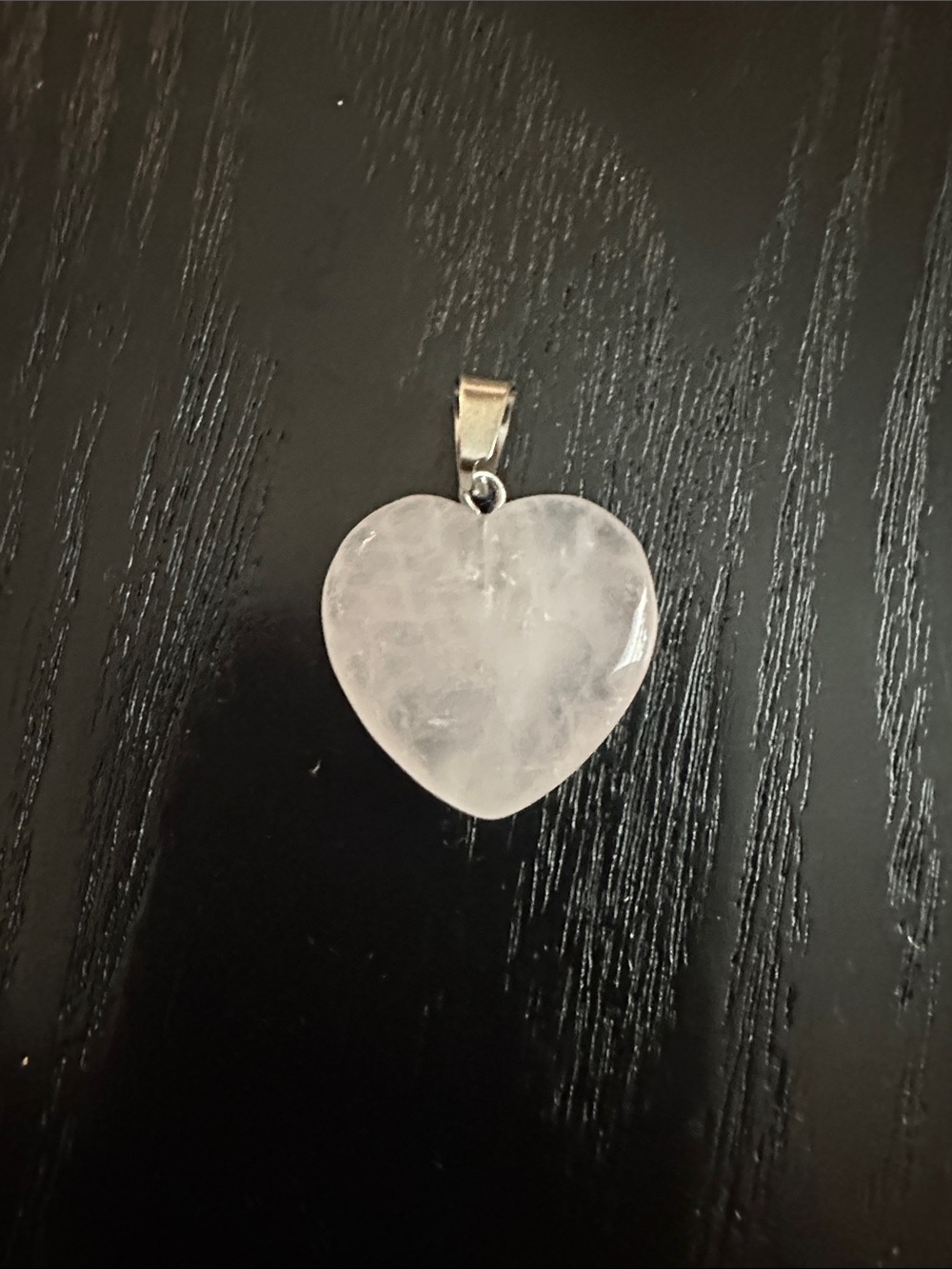 Heart-Shaped Rose Quartz Pendant Necklace - Pink